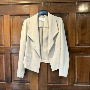 Hugo Boss Katalla Crepe Open Front Blazer Size 8 Beige Cream Modern Minimalist